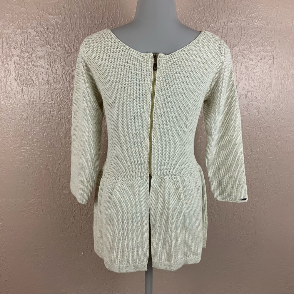 Dex Gold Knitted Ruffle Back Zip Sweater - Picture 3 of 14